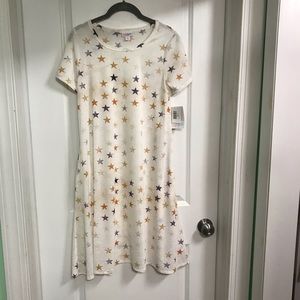 Lularoe Jessie white gold silver stars NWT XS